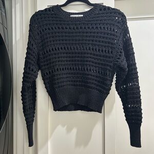 Rebecca Minkoff Open Knit Cropped Black Sweater Women’s Small EUC